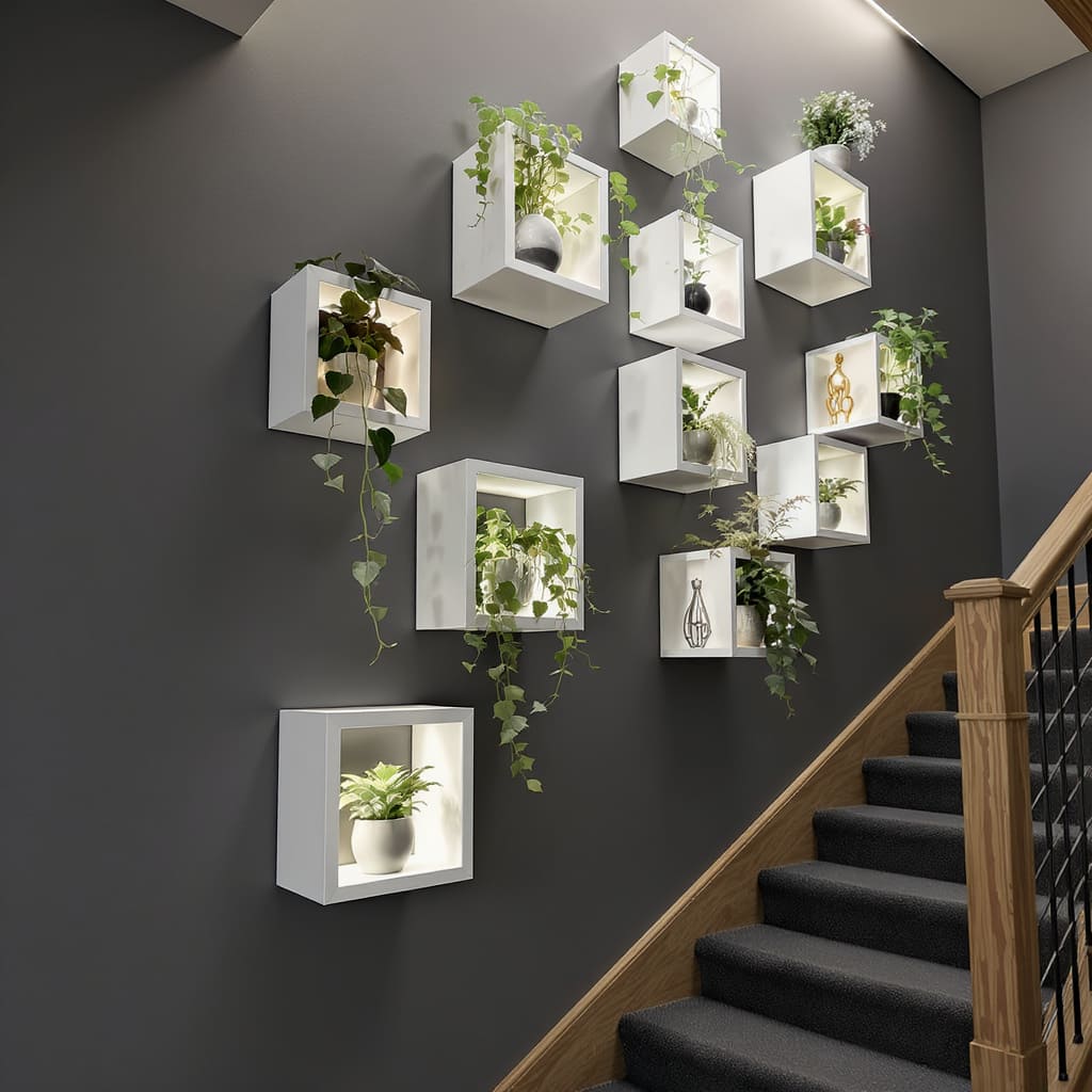 Modern Floating Planter Stairway Wall Decor