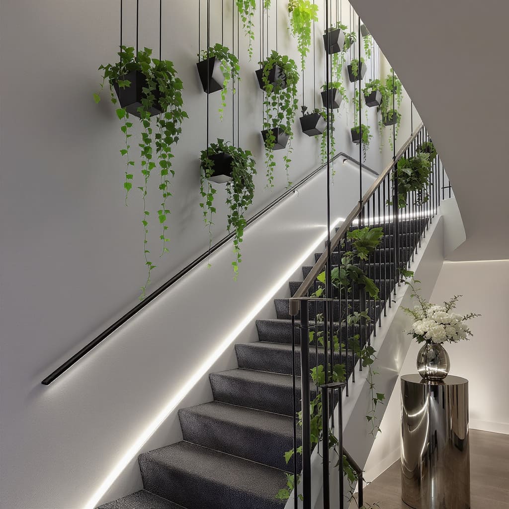 Modern Hanging Planter Stairway Wall Decor