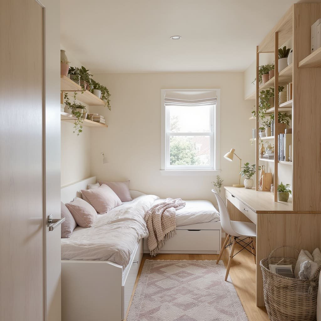 Nature Inspired Work and Sleep Tiny Room