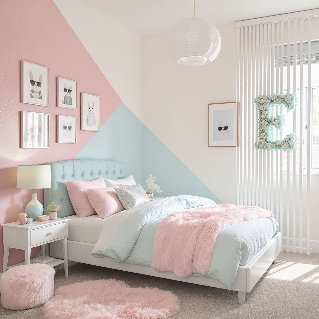 Pastel Kids Small Bedroom Idea