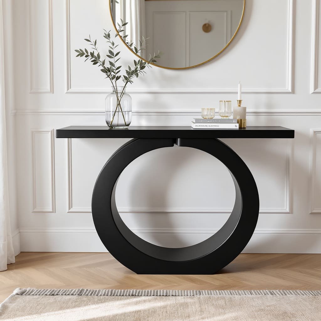 Round Ring Base Black Console Table