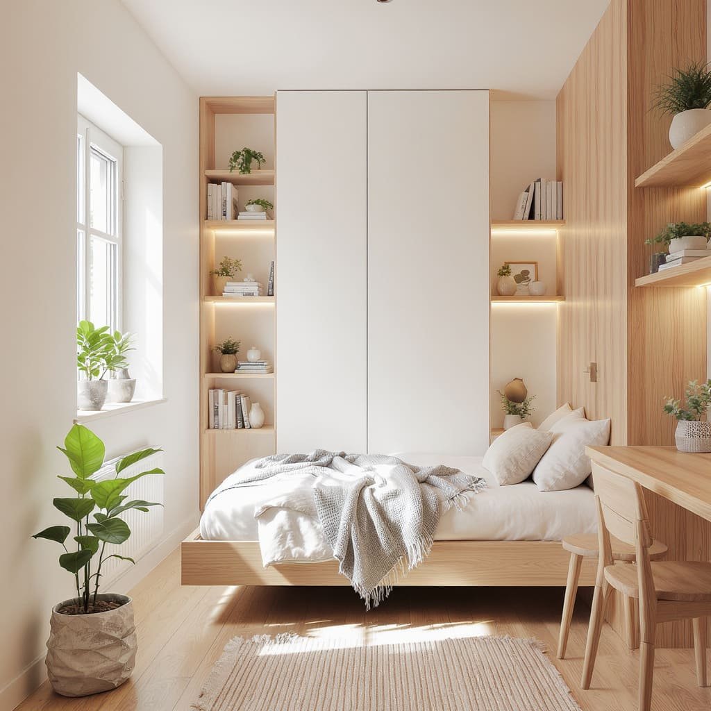 Scandinavian Minimal Built In Tiny Room