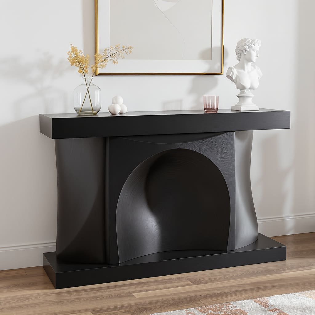 Sculptural Arch Base Black Console Table