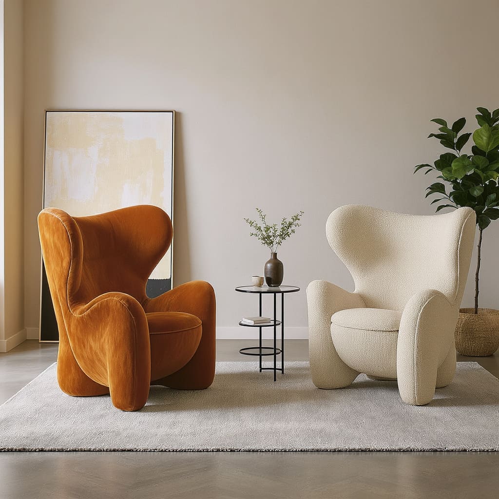 Sculptural Duet Lounge Armchairs