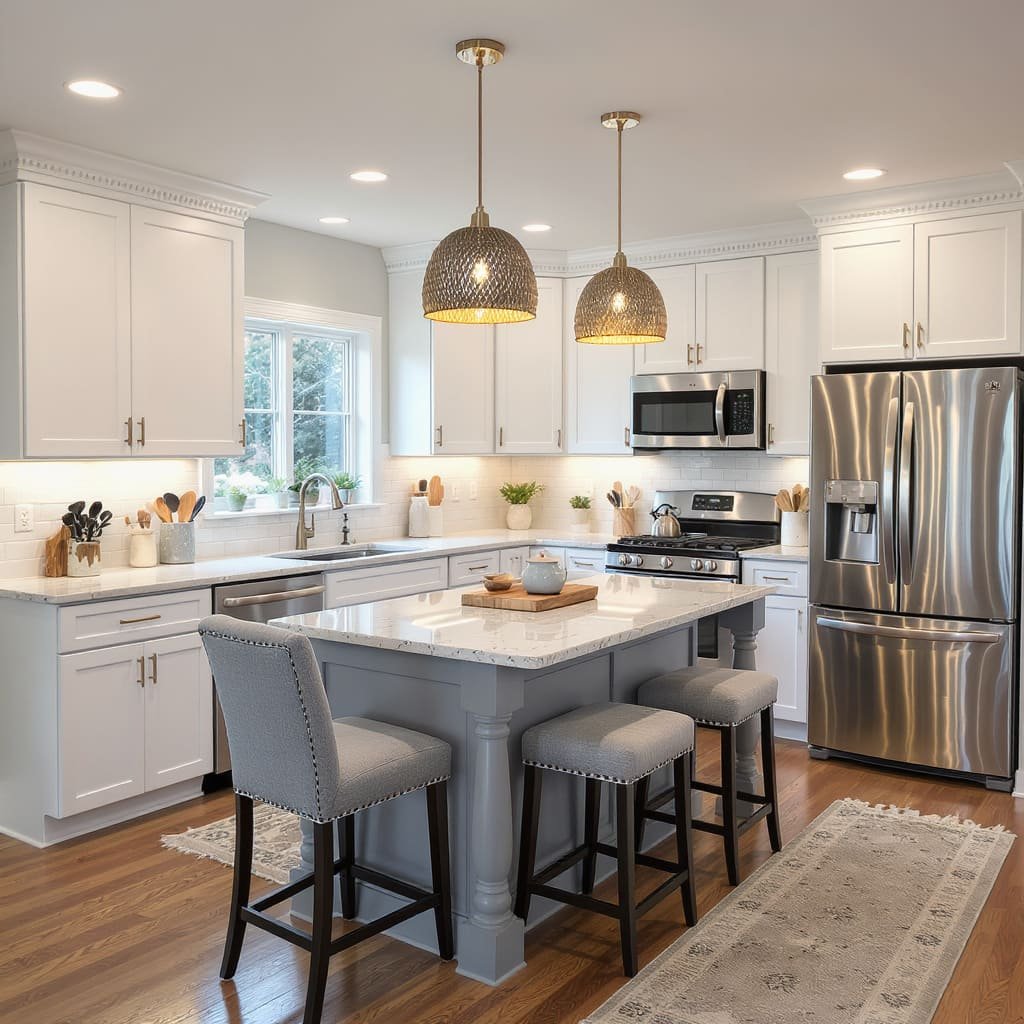 Small Cottage Kitchen with Compact Center Island