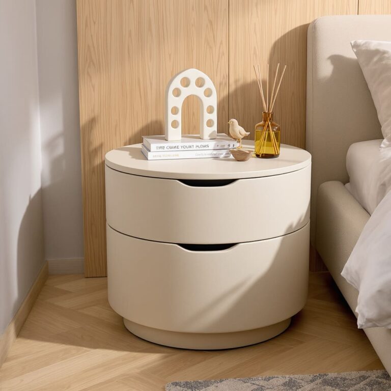 Soft Arc Round Bedside Table