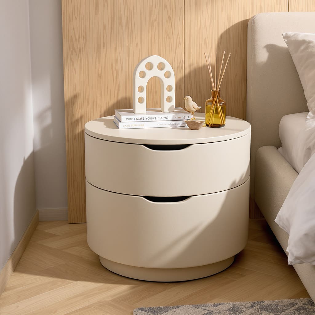 Soft Arc Round Bedside Table