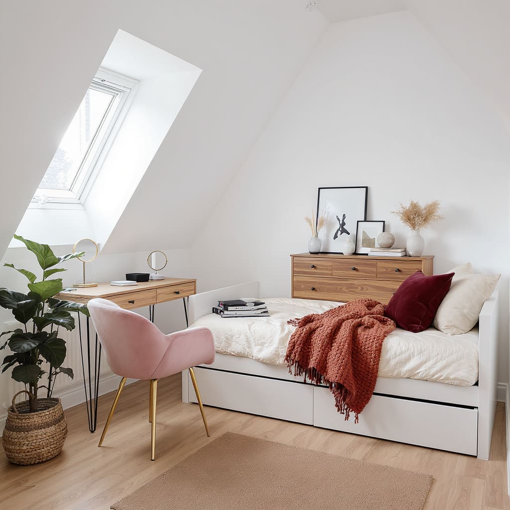 Space Saving Attic Desk Bedroom