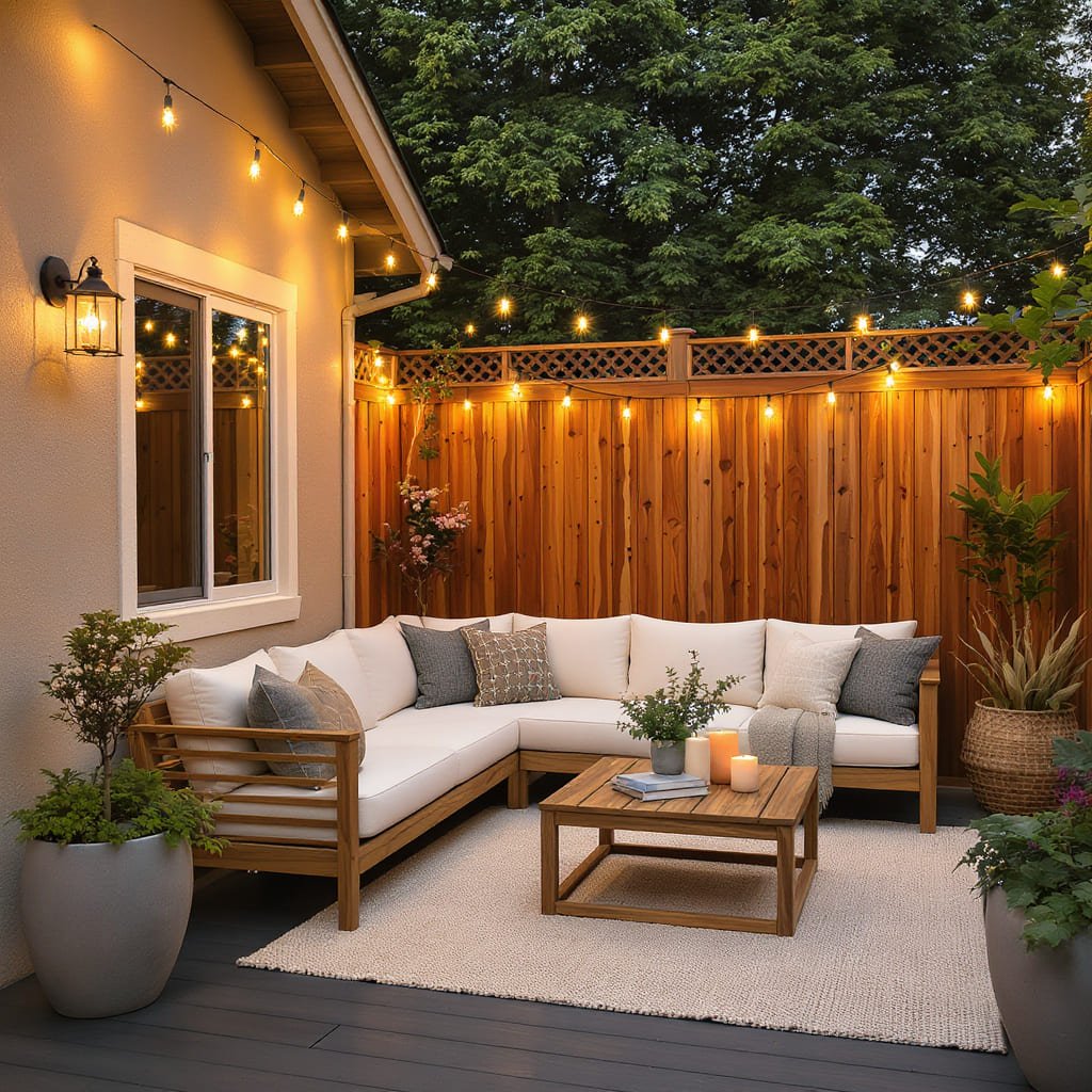 String Light Corner Sofa Patio