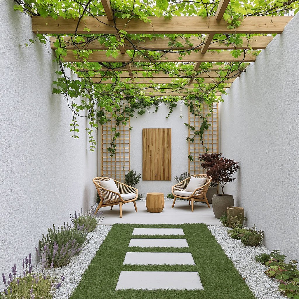 Vine Covered Pergola Path Patio