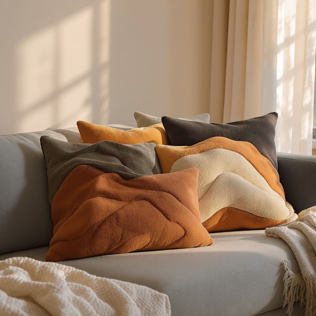 Abstract Wave Colorblock Cushion Set