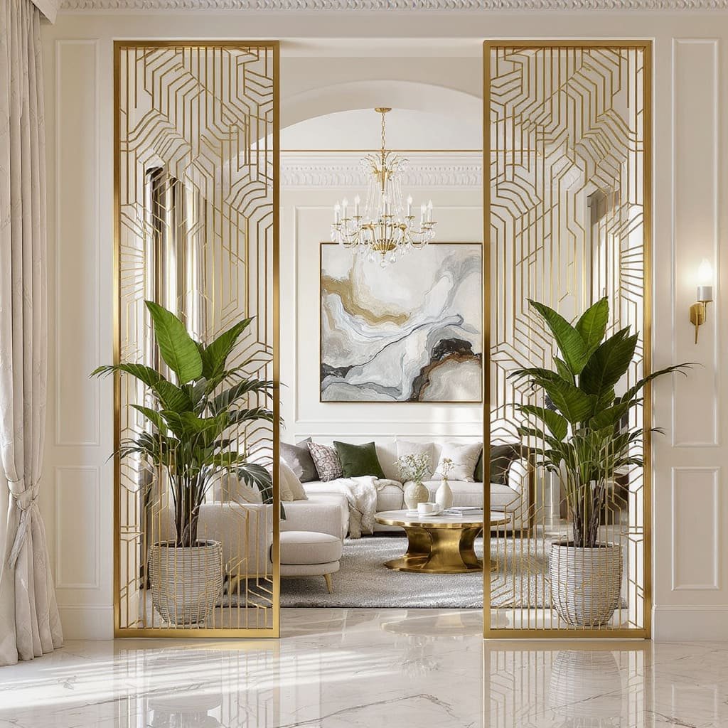 Art Deco Gold Screen Living Room Partition