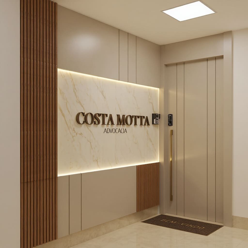 Beige Panel Office Entrance Logo Wall with Backlit Marble Insert