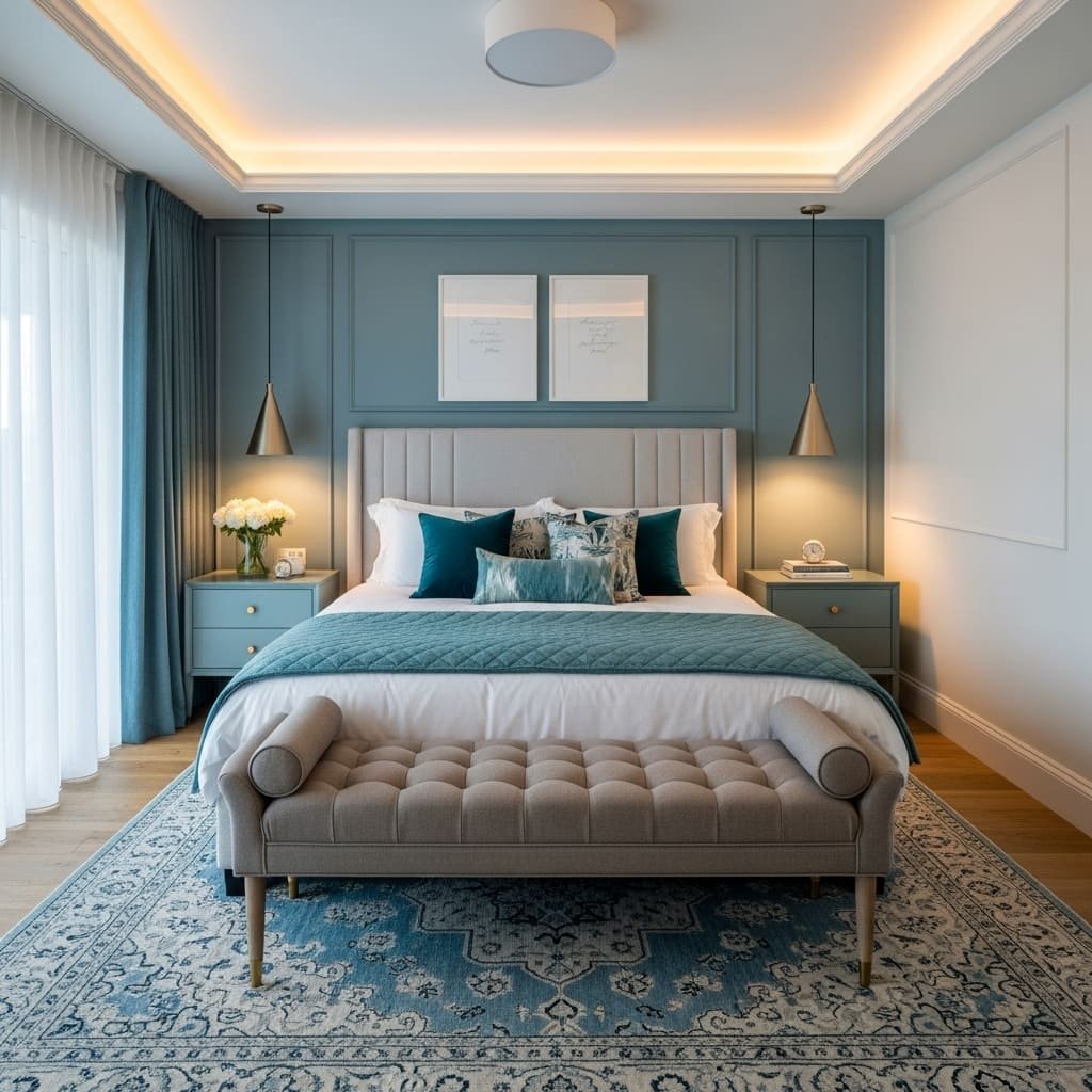 Blue Panel Accent Bedroom