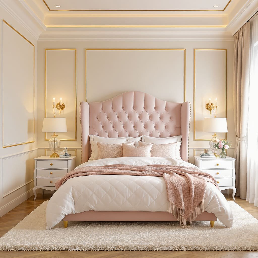 Blush and Gold French Inspired Bedroom