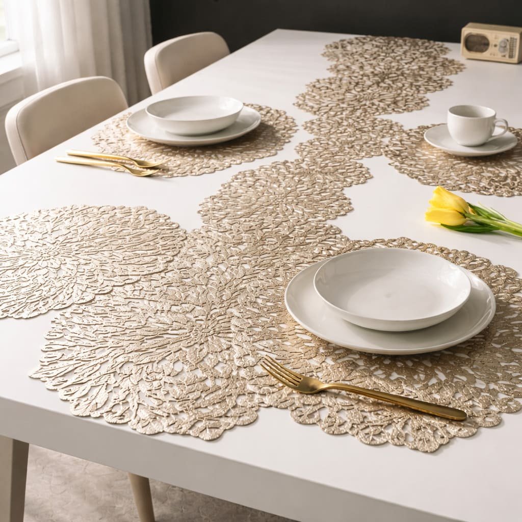 Botanical Lace Overlay Runner Set