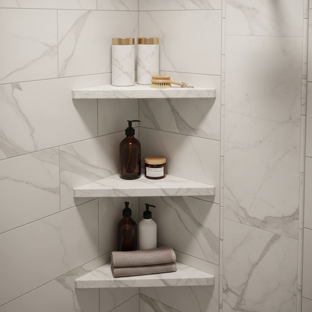 Built In Marble Corner Shower Shelves