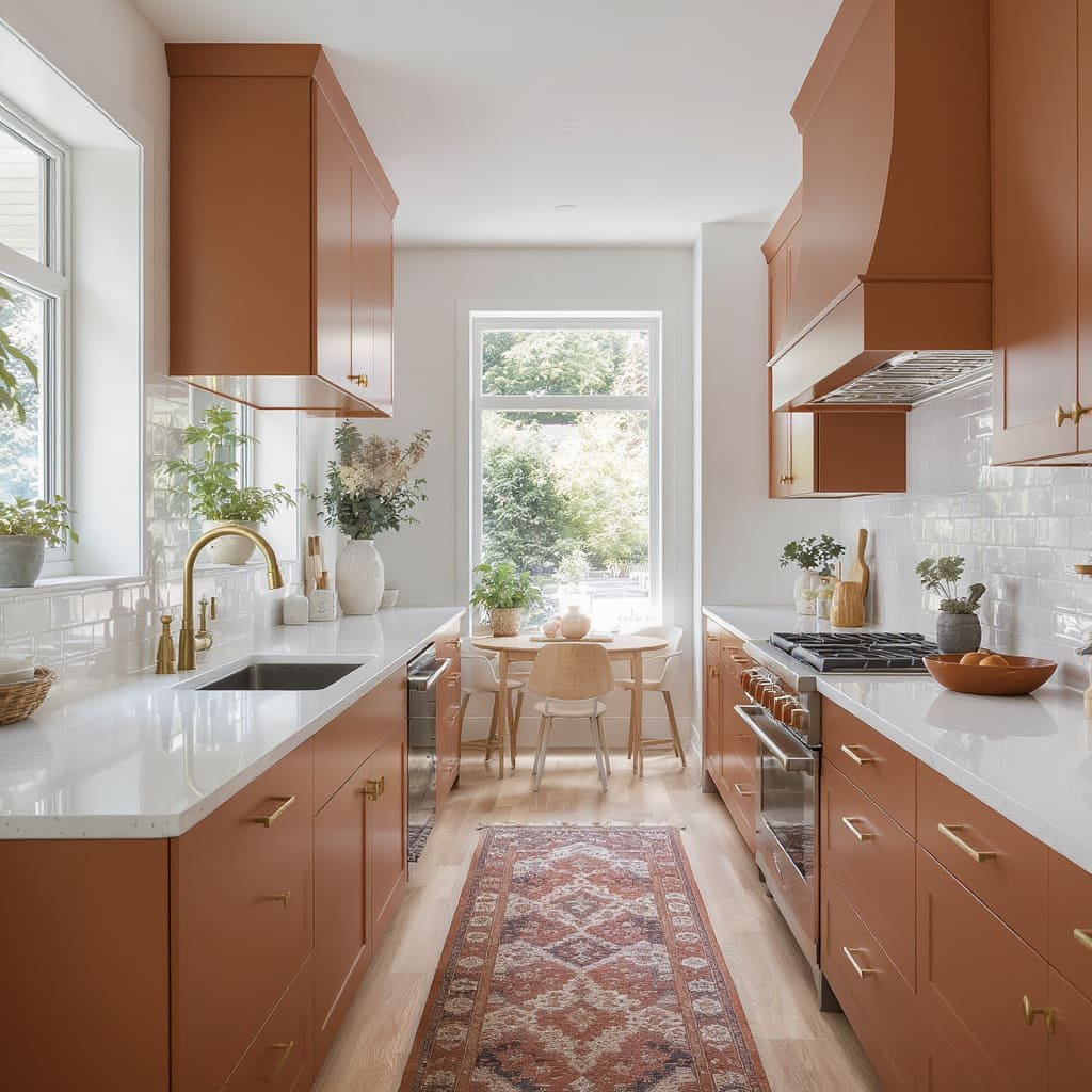 Burnt Sienna Galley Kitchen