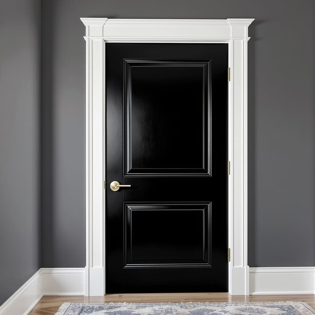 Classic Black Paneled Bedroom Door