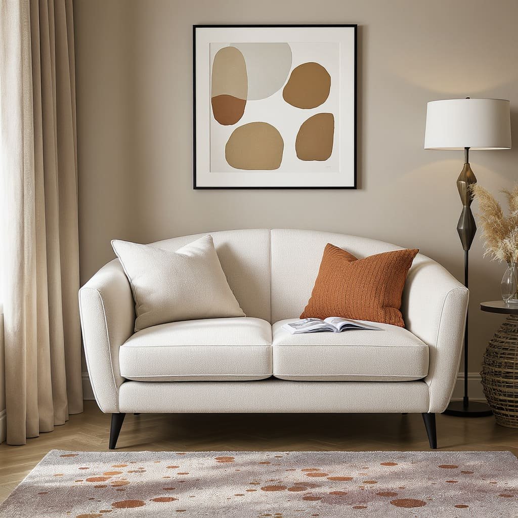 Cream Barrel Back Bedroom Loveseat