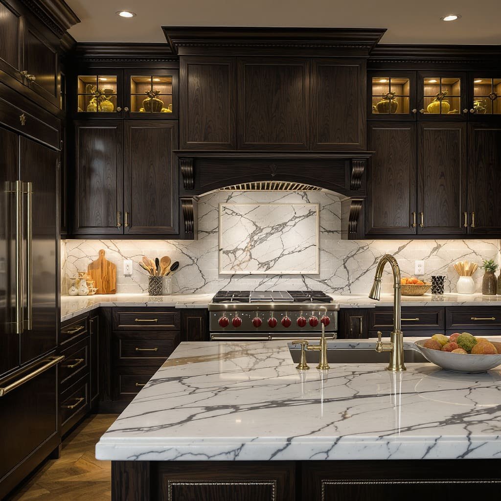 Dark Espresso Heritage Marble Kitchen