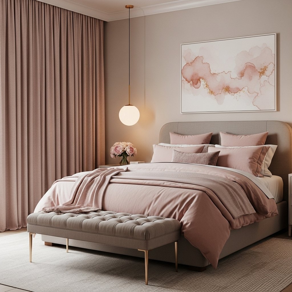 Dusty Blush and Warm Greige Bedroom Color Combination