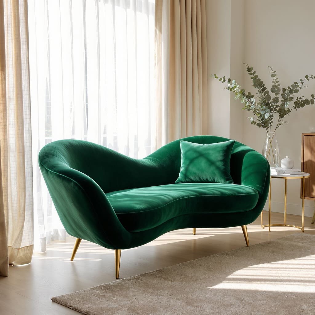 Emerald Velvet Bedroom Loveseat