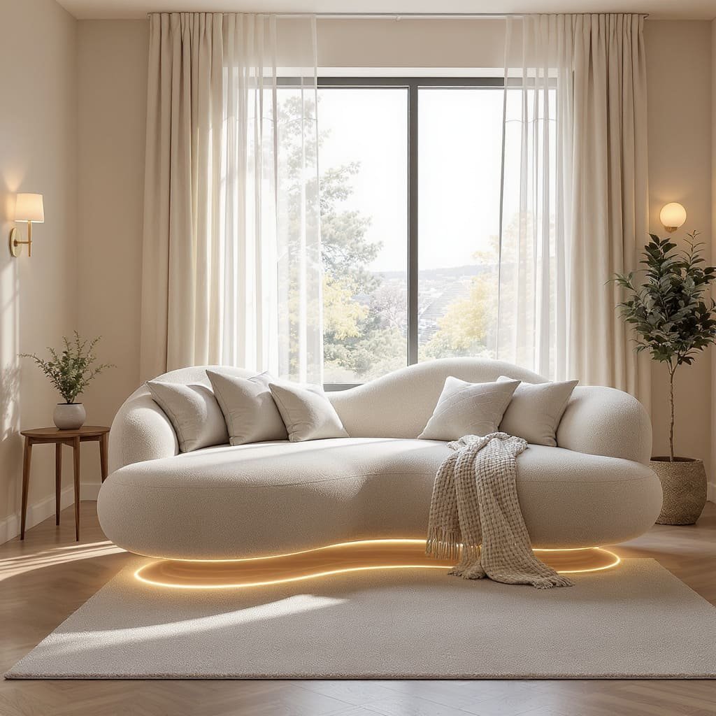 Floating Cloud Bouclé Bedroom Sofa