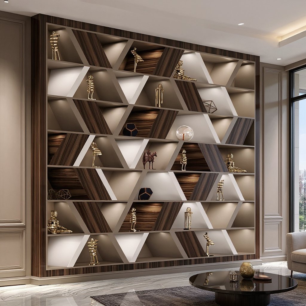 Geometric Hex Pattern Wall Showcase