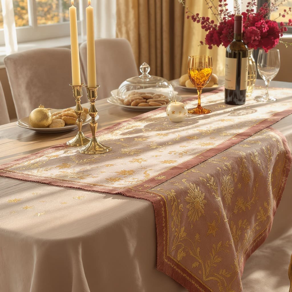 Gilded Tapestry Floral Table Runner
