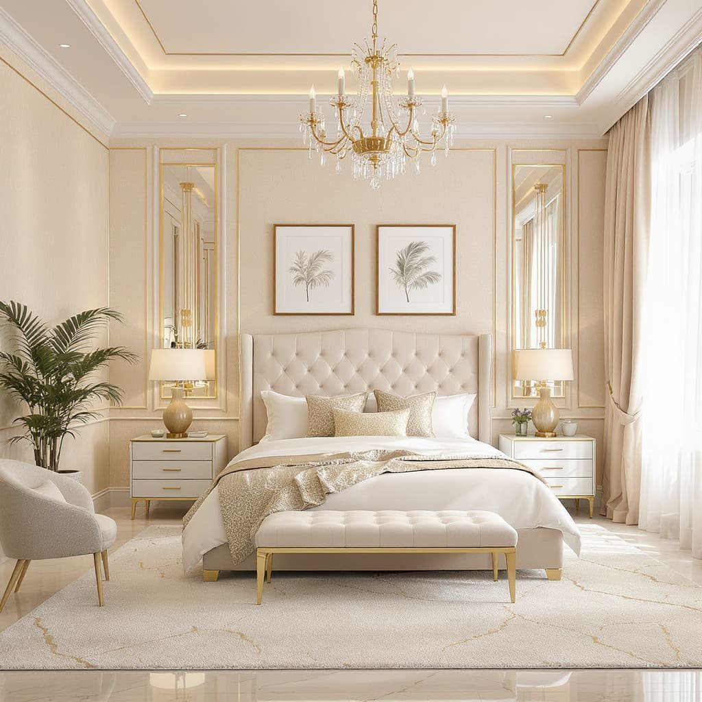 Gold and Ivory Classic Glam Bedroom