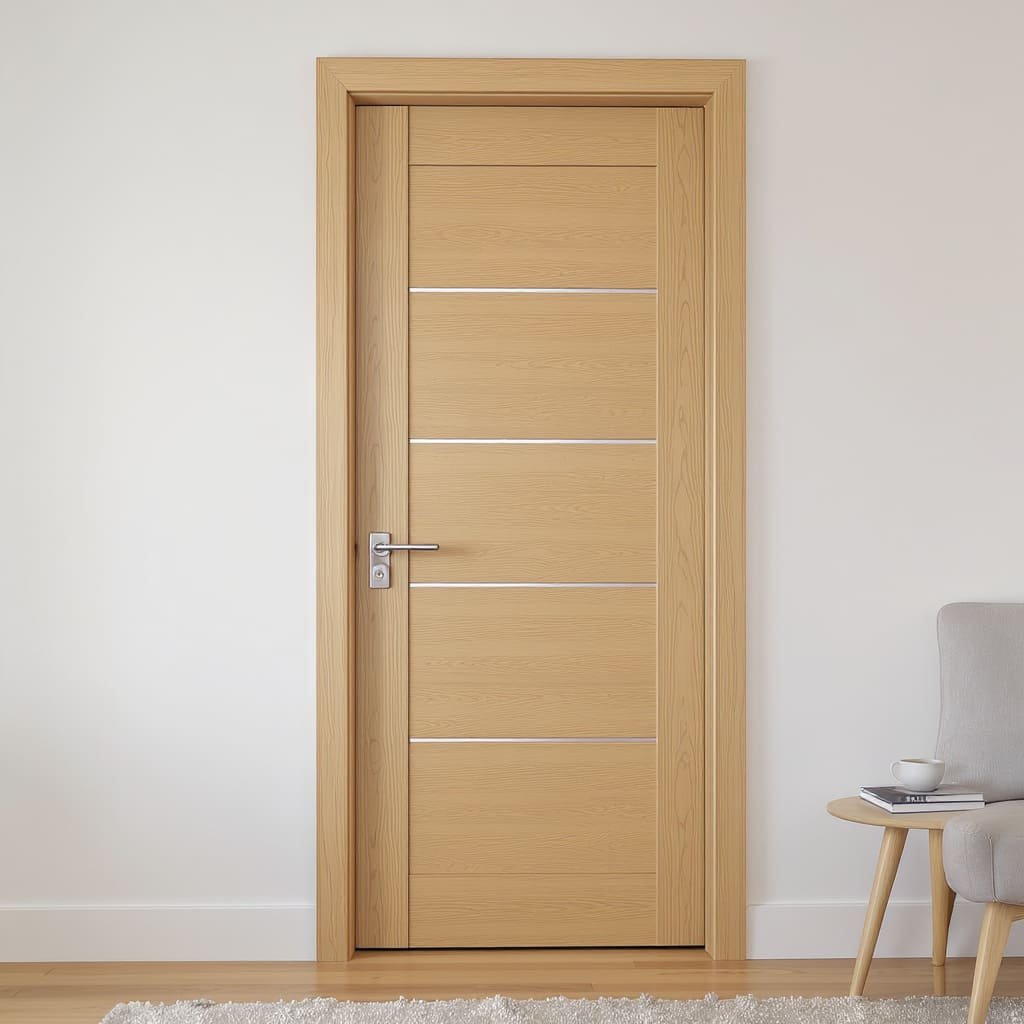 Light Oak Modern Panel Bedroom Door