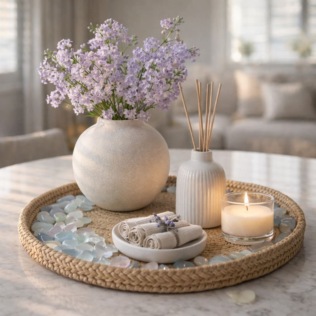 Lilac Spa Tray Dining Centrepiece