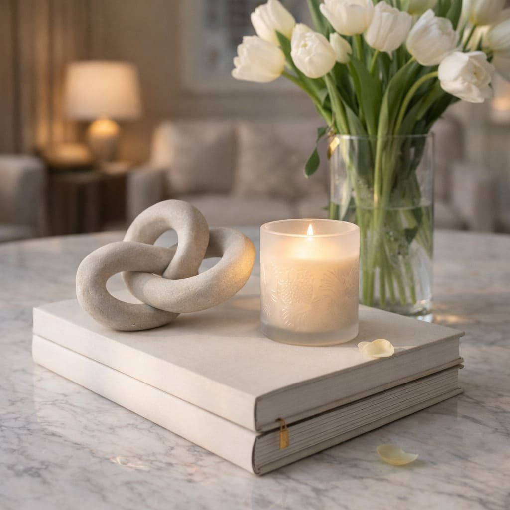 Minimal Knot Sculpture and Tulip Book Centrepiece