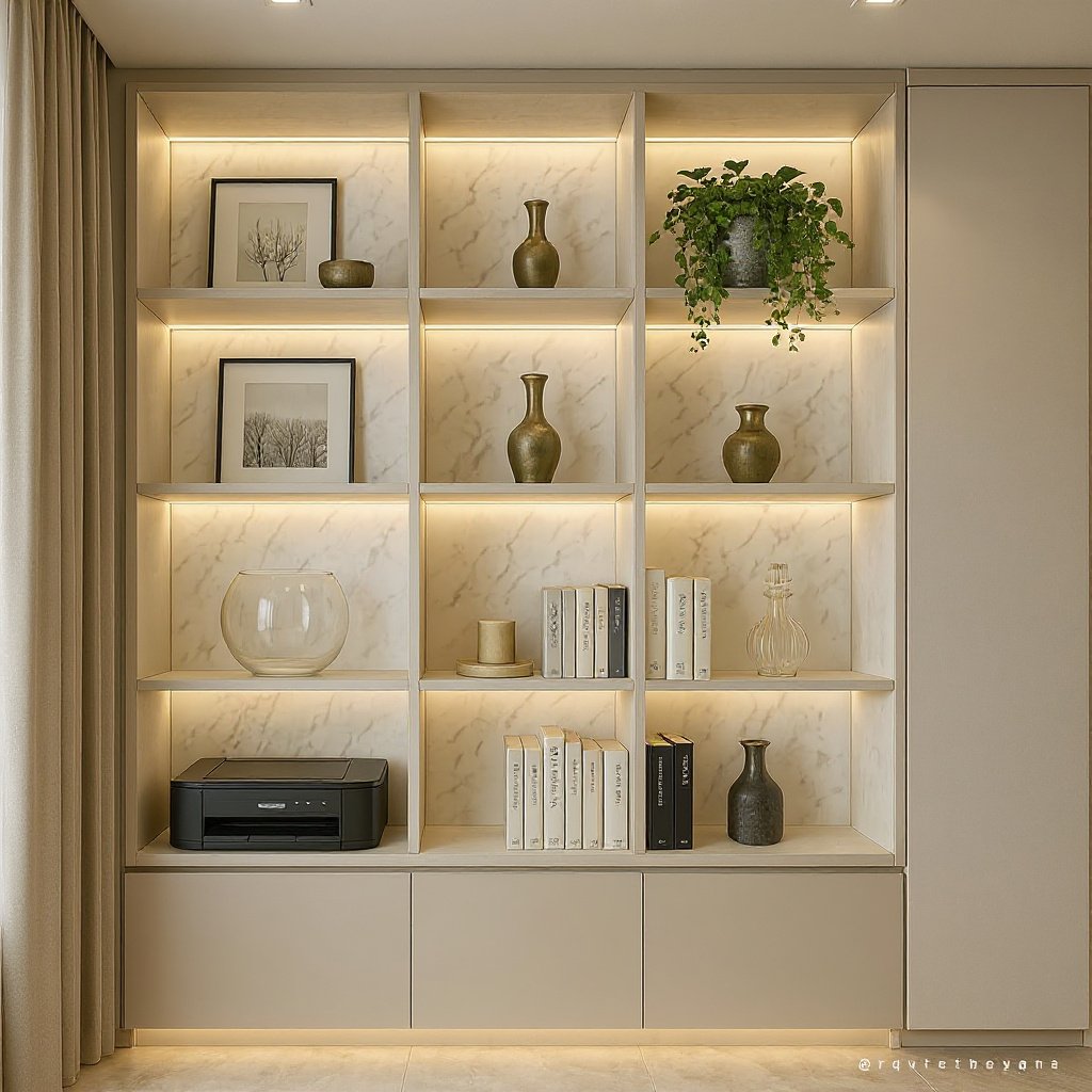 Minimalist Marble Backlit Wall Showcase