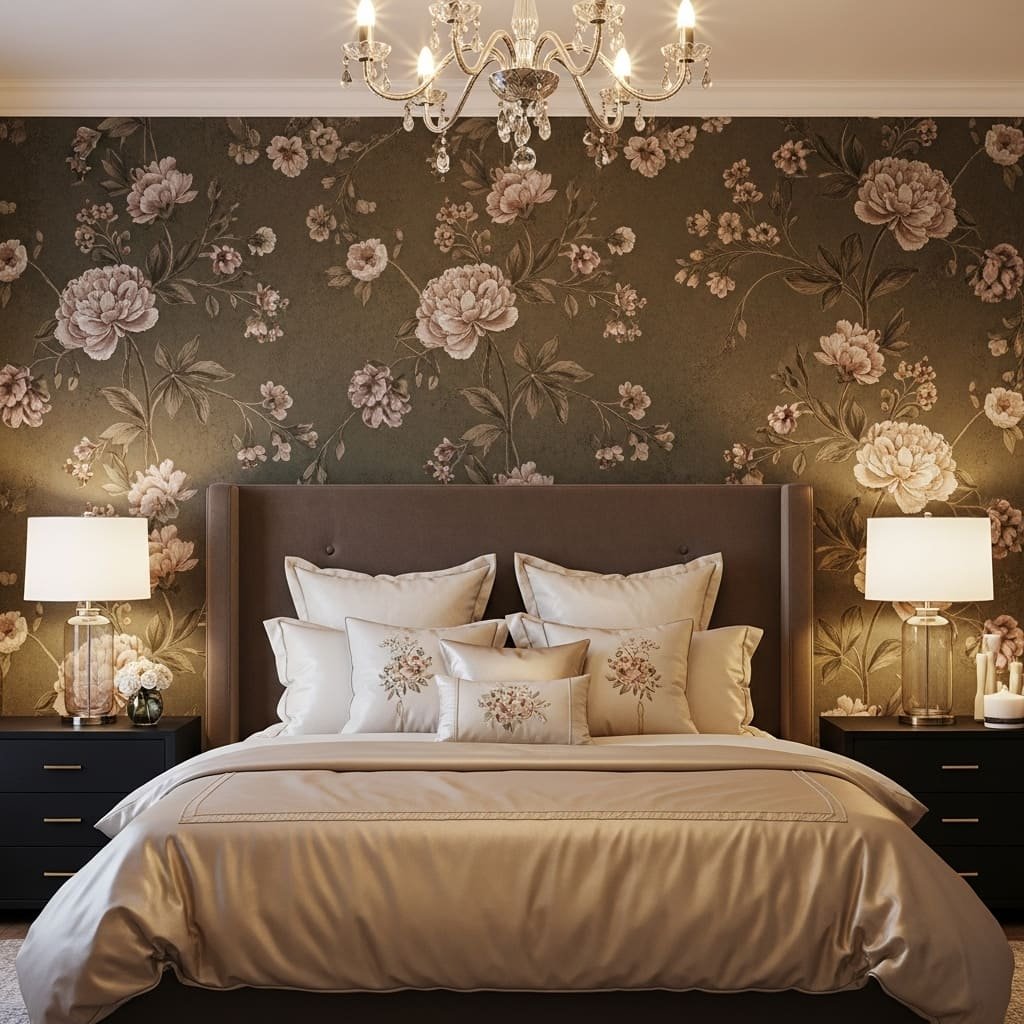 Moody Garden Floral Soft Bedroom Wallpaper