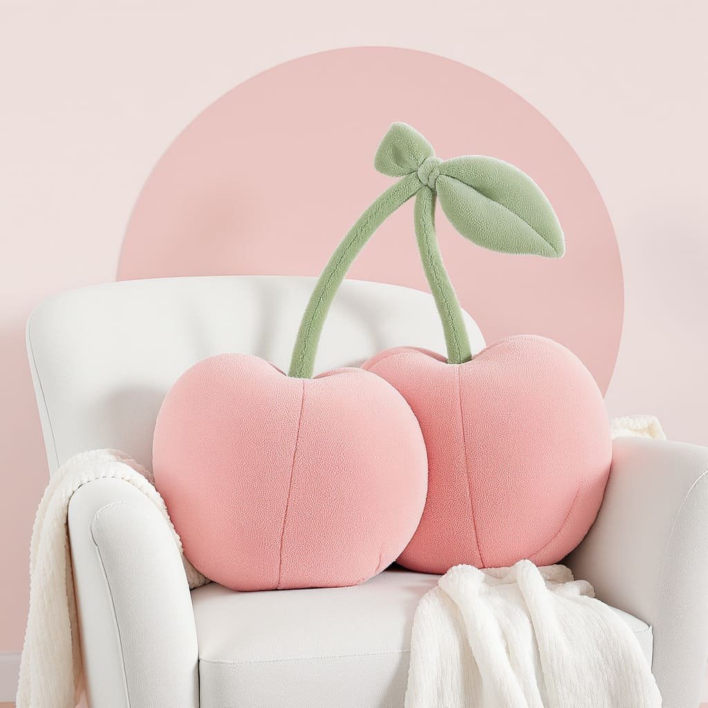 Peach Cherry Plush Cushion