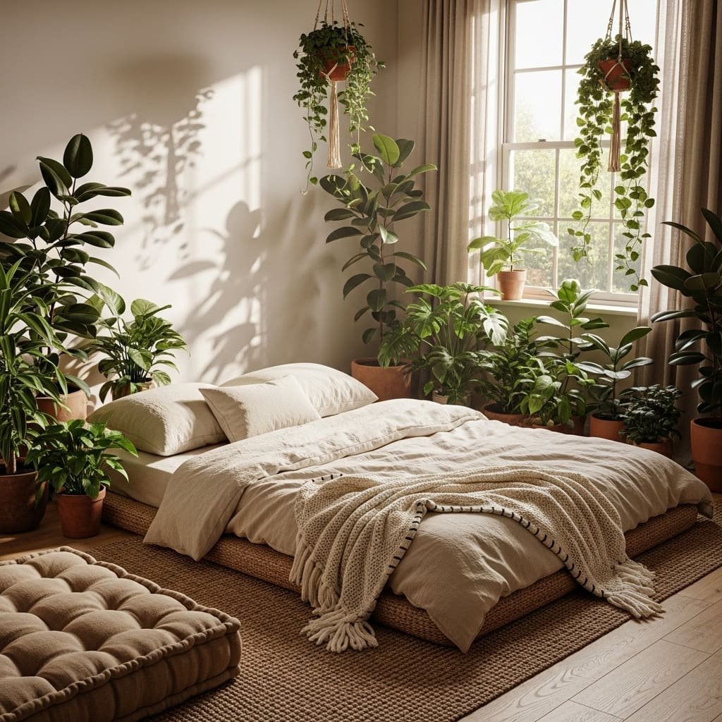Plant Filled Boho Floor Bed Retreat