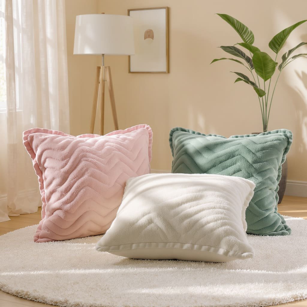 Plush Chevron Velvet Cushion Set