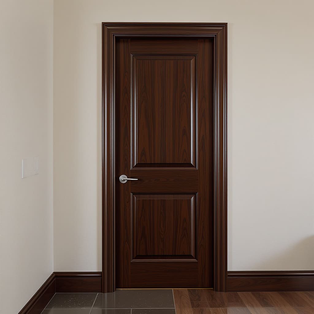 Rich Dark Wood Raised Panel Bedroom Door