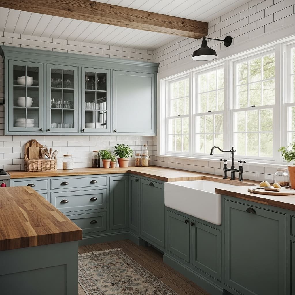 Sage Blue Kitchen Cabinets