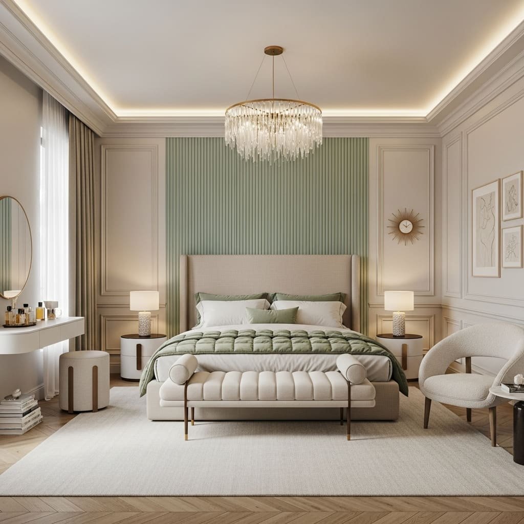 Sage Green Panel Accent Bedroom