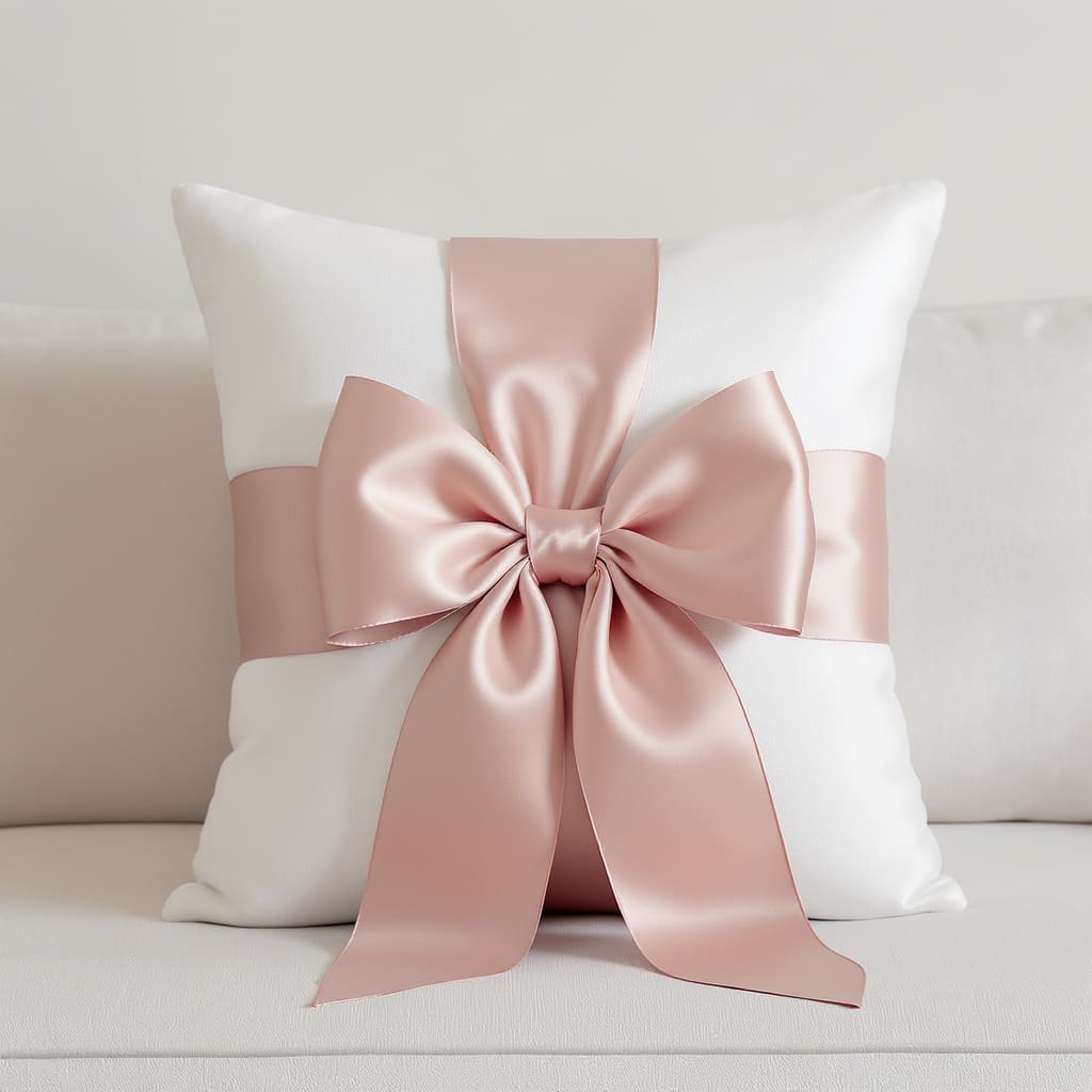 Satin Ribbon Bow Cushion