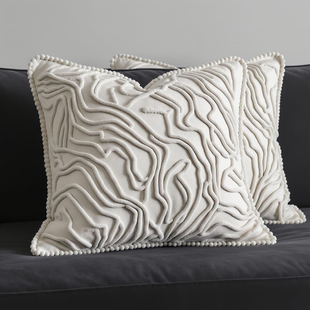 Sculpted Wave Embroidery Cushion