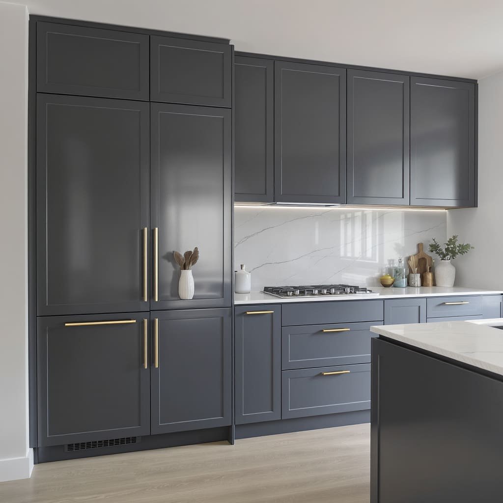 Slate Gray Brass Trim Kitchen