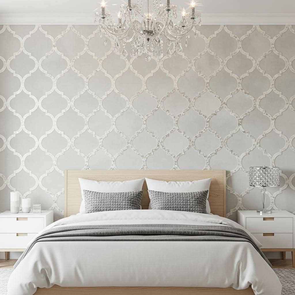 Soft Trellis Gray Bedroom Wallpaper