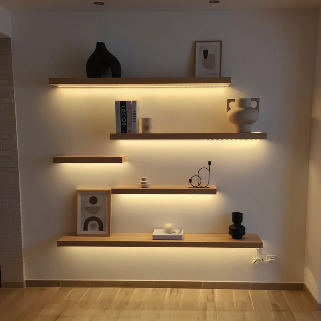 Staggered Floating Shelf Wall Showcase