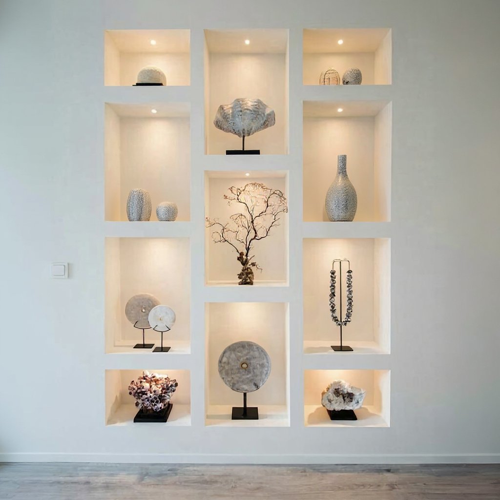 Symmetrical Recessed Niche Wall Showcase