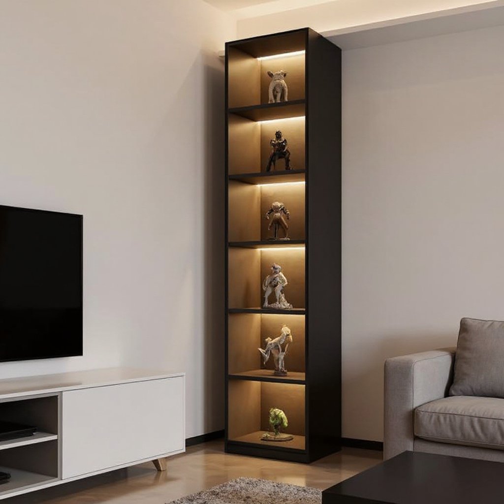 Tall Black LED Display Wall Showcase