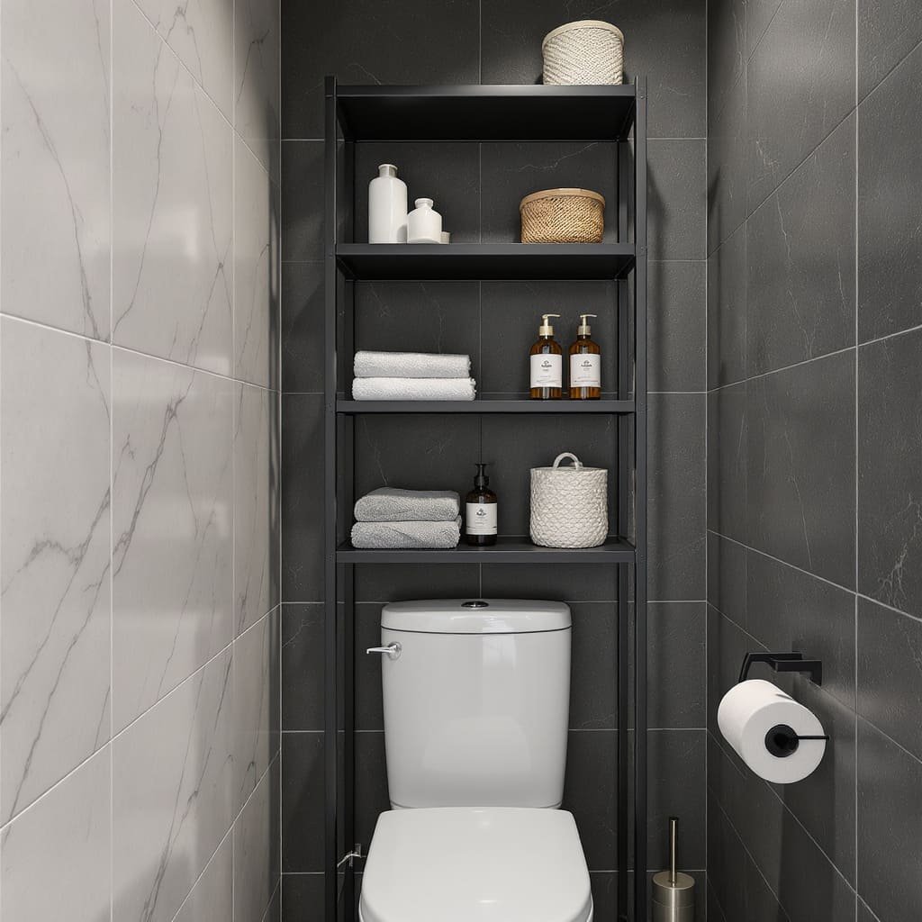 Tall Over Toilet Ladder Shelf